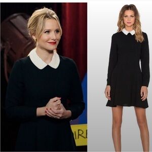 NWT Kate Spade Black Sequin Collar Crepe Dress Modest Floral Costume Peter Pan